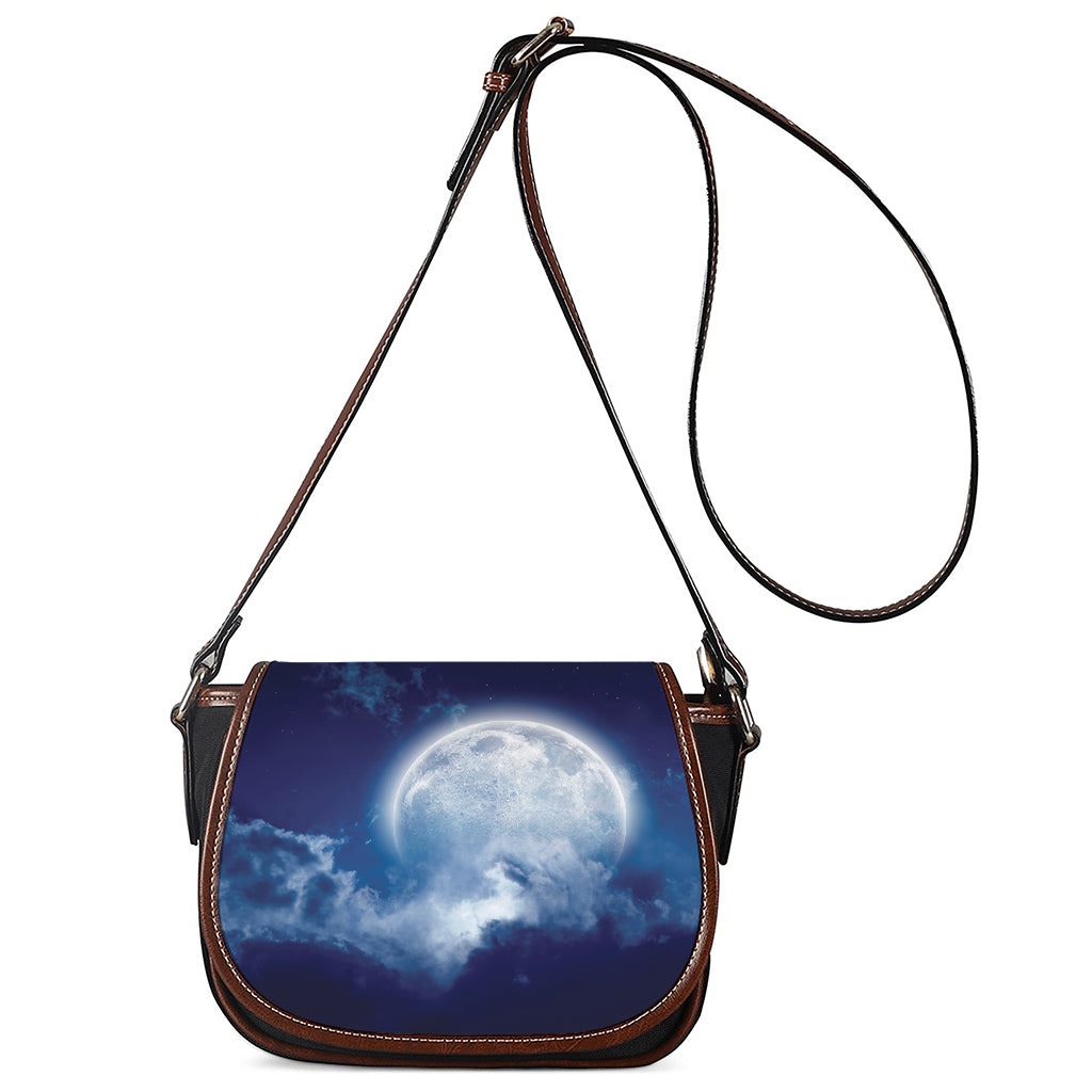 Night Sky Full Moon Print Saddle Bag
