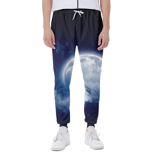 Night Sky Full Moon Print Scuba Joggers