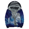 Night Sky Full Moon Print Sherpa Lined Zip Up Hoodie