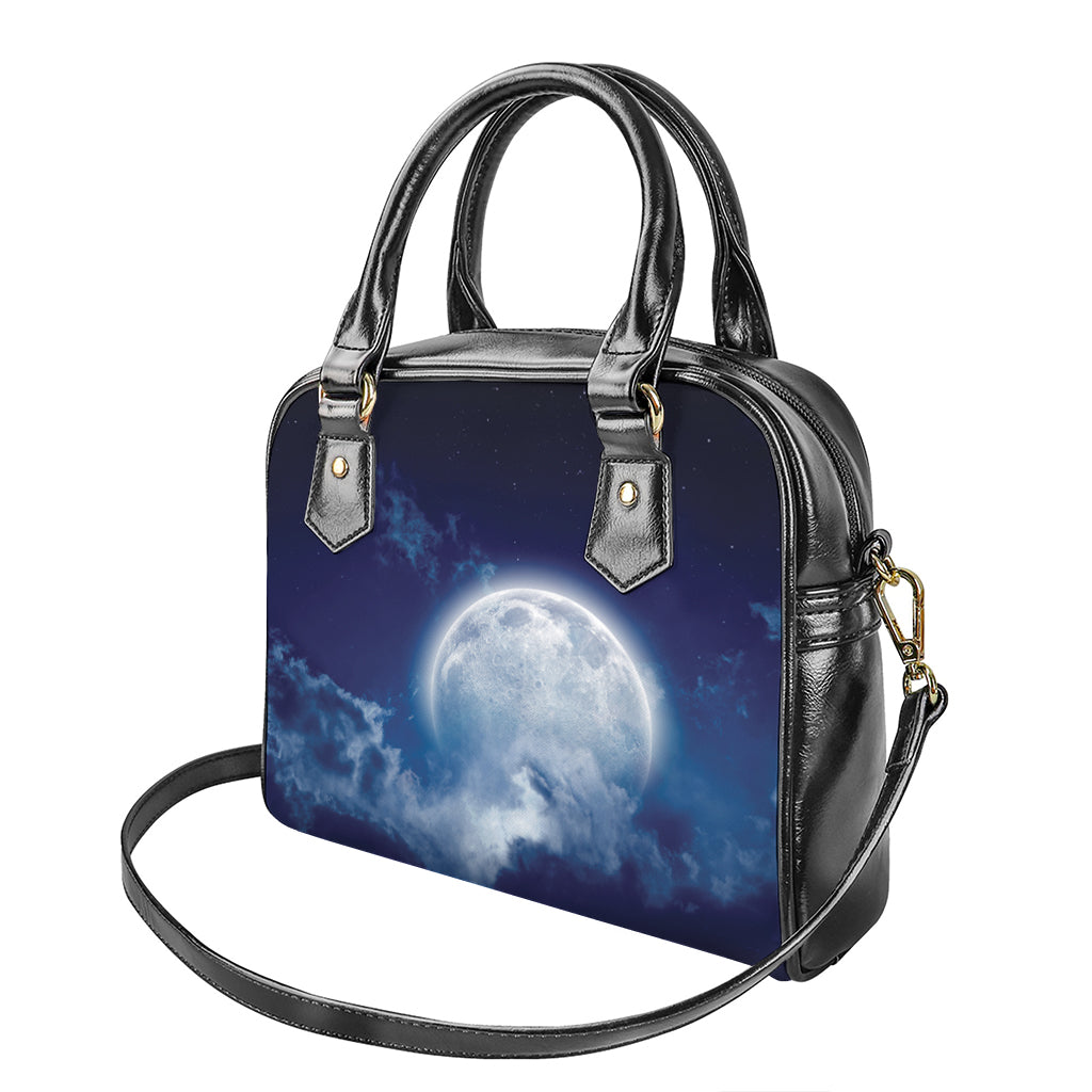 Night Sky Full Moon Print Shoulder Handbag