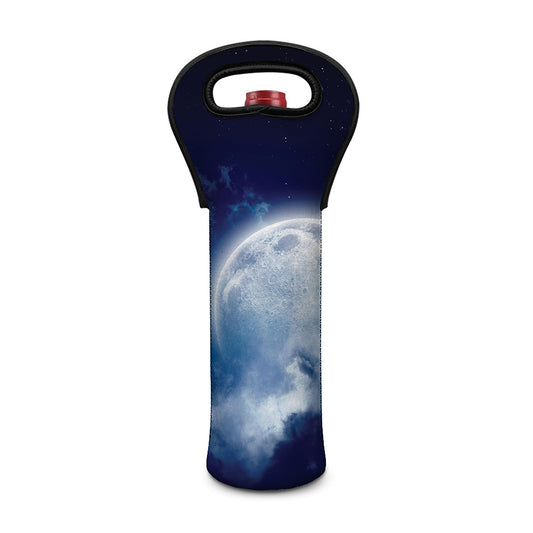 Night Sky Full Moon Print Single Neoprene Wine Tote