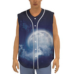 Night Sky Full Moon Print Sleeveless Baseball Jersey