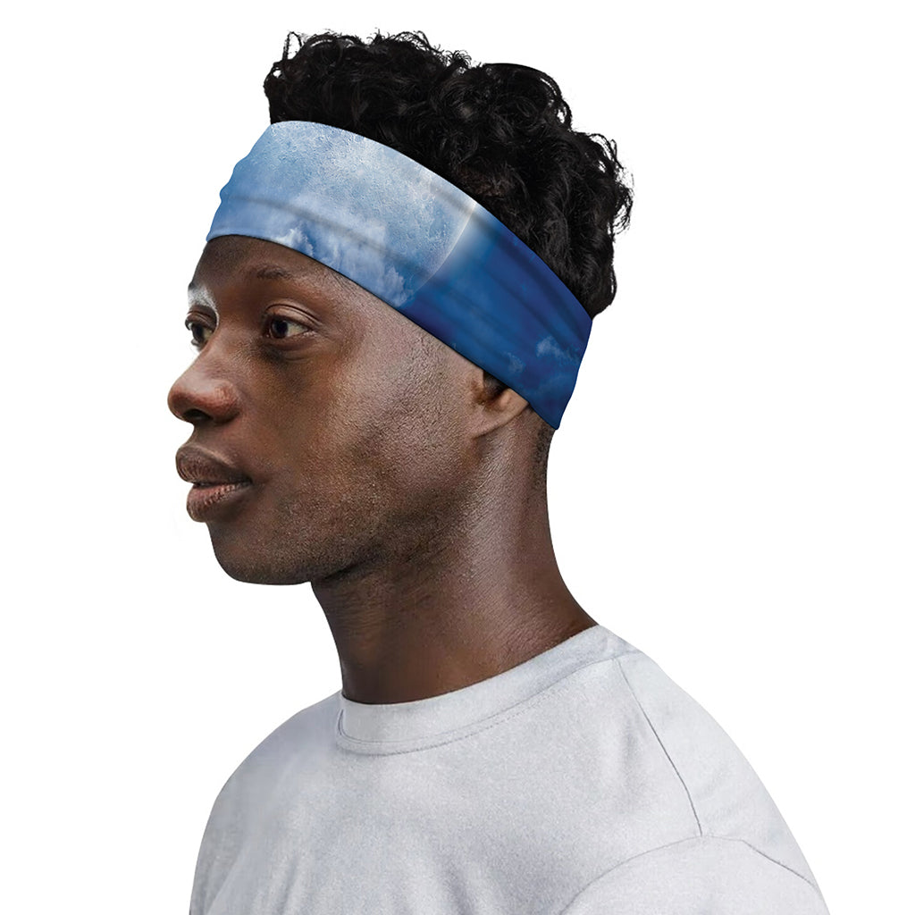 Night Sky Full Moon Print Sports Headband