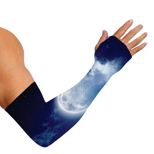 Night Sky Full Moon Print Sun Protection Arm Sleeves
