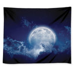 Night Sky Full Moon Print Tapestry