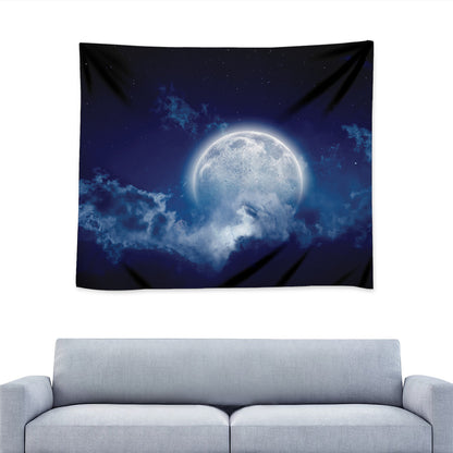 Night Sky Full Moon Print Tapestry