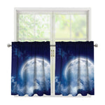 Night Sky Full Moon Print Tier Curtains