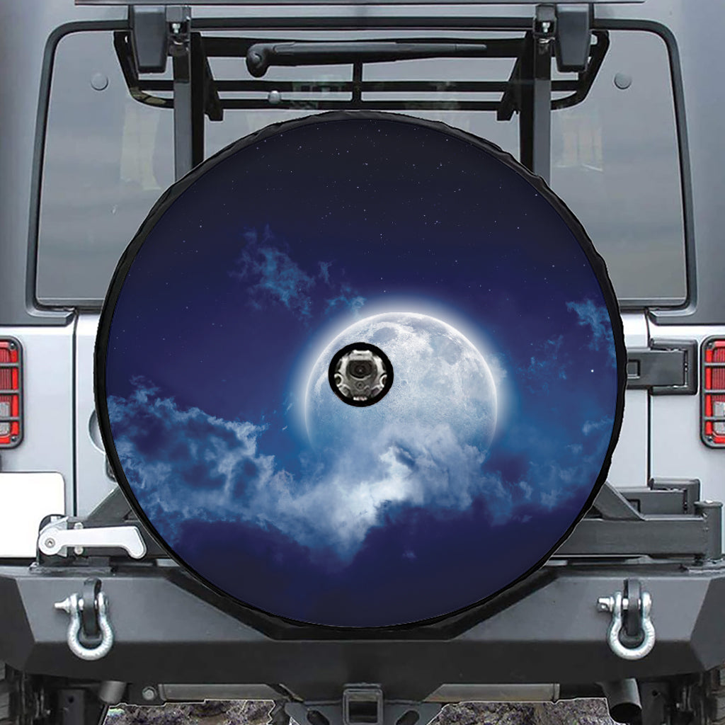 Night Sky Full Moon Print Tire Cover With Camera Hole