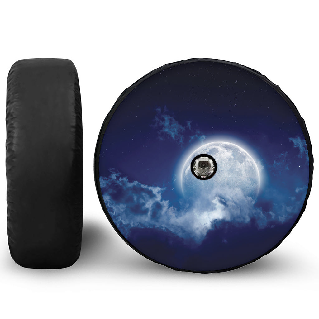 Night Sky Full Moon Print Tire Cover With Camera Hole