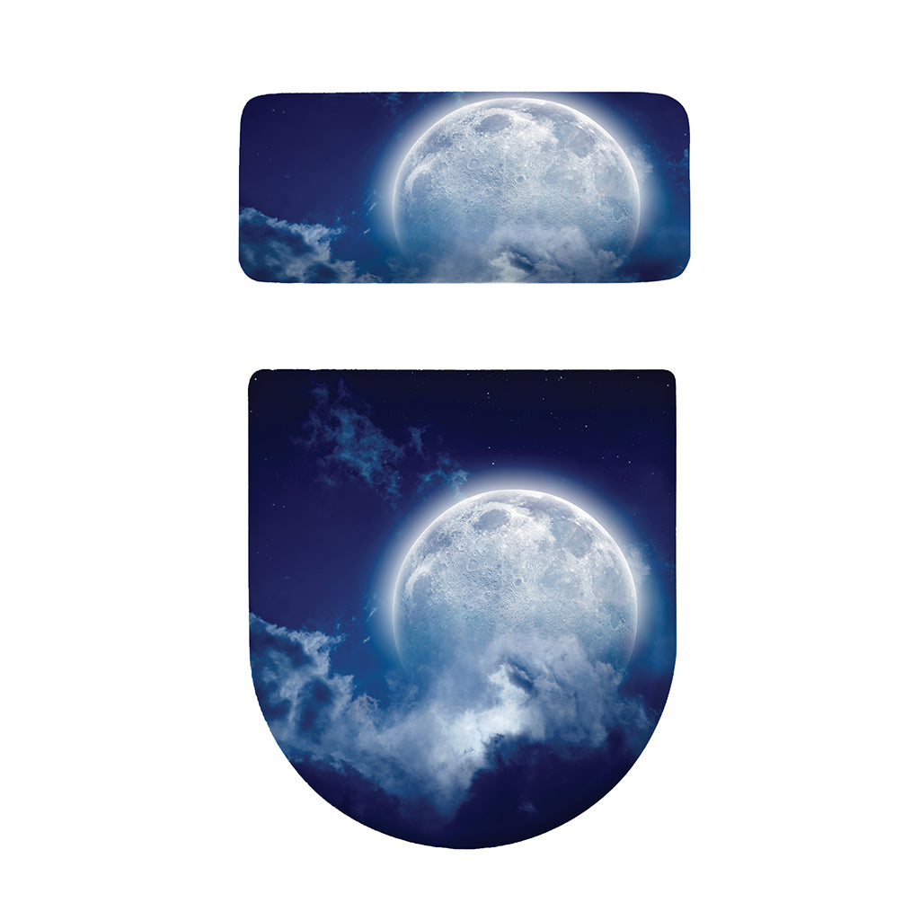 Night Sky Full Moon Print Toilet Lid And Tank Cover Set