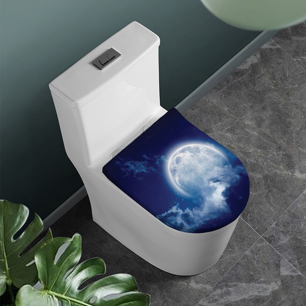 Night Sky Full Moon Print Toilet Lid Cover