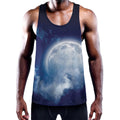 Night Sky Full Moon Print Men's Workout Tank Top