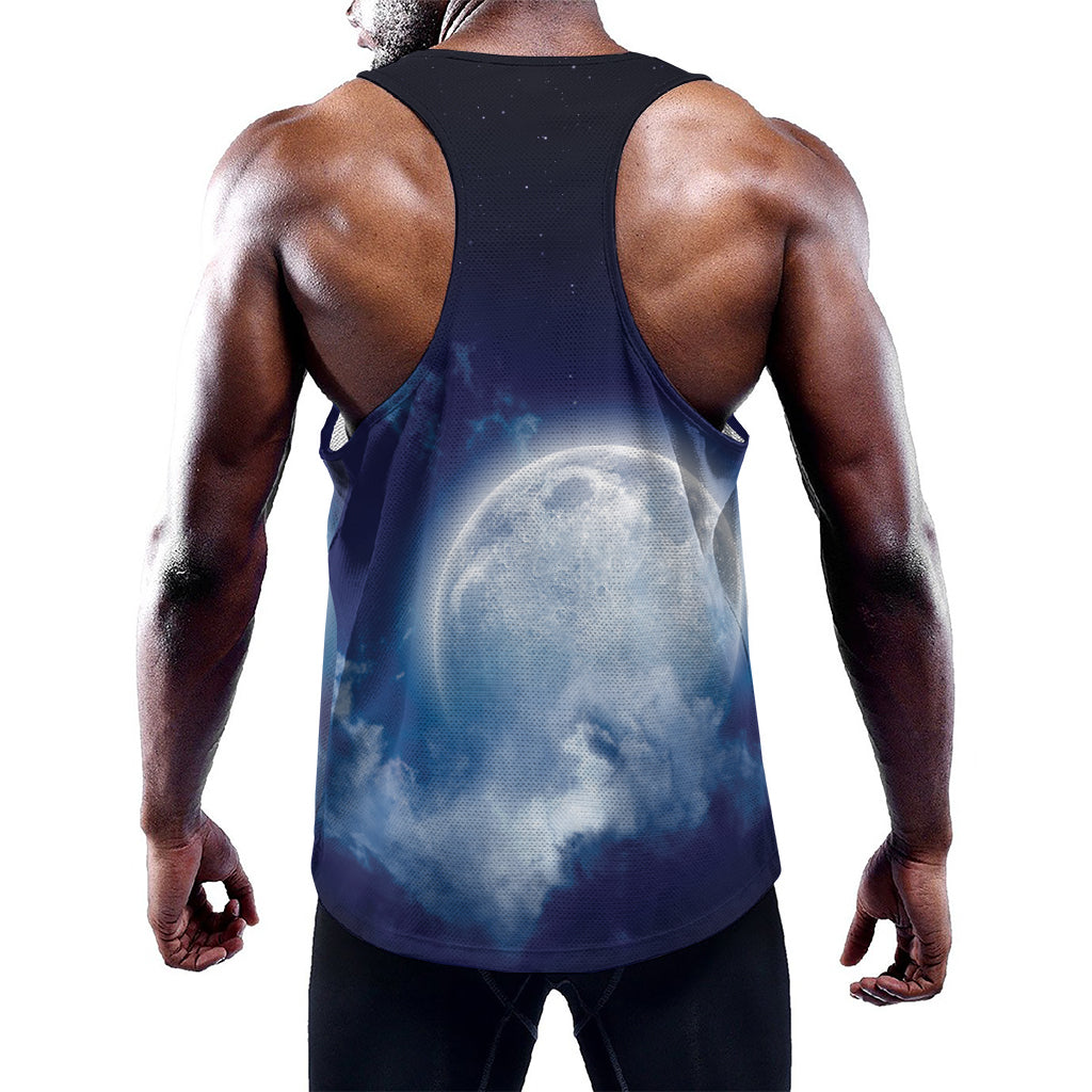 Night Sky Full Moon Print Training Tank Top