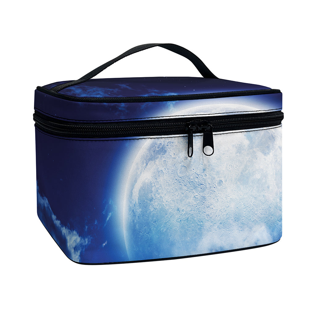 Night Sky Full Moon Print Travel Makeup Bag