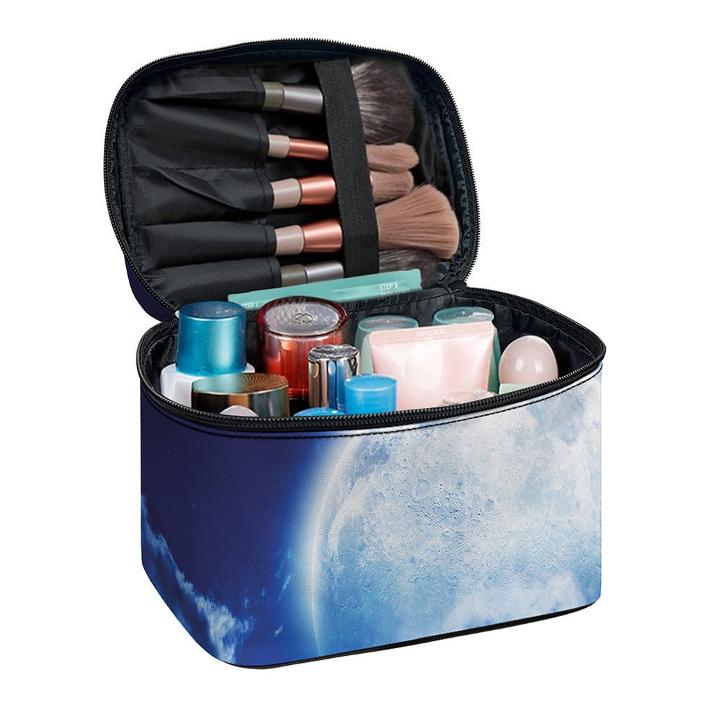 Night Sky Full Moon Print Travel Makeup Bag