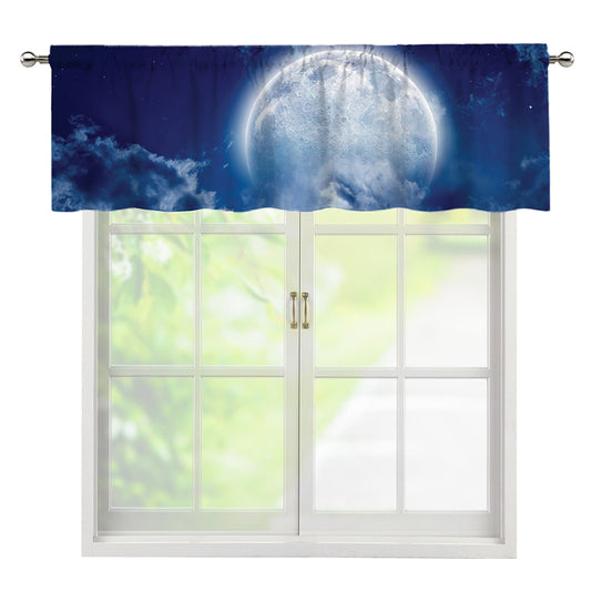 Night Sky Full Moon Print Window Valance