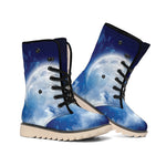 Night Sky Full Moon Print Winter Boots