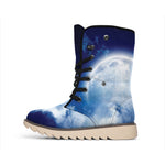 Night Sky Full Moon Print Winter Boots