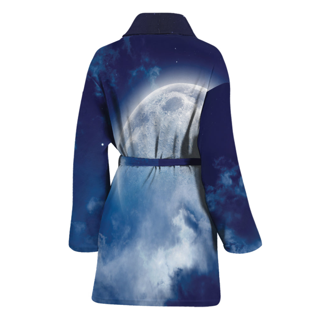 Night Sky Full Moon Print Women's Bathrobe