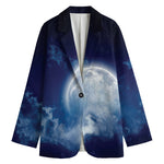 Night Sky Full Moon Print Women's Blazer