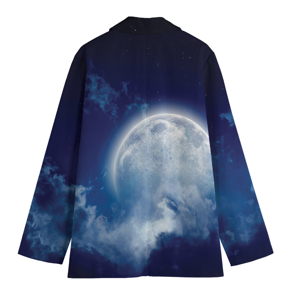 Night Sky Full Moon Print Women's Blazer