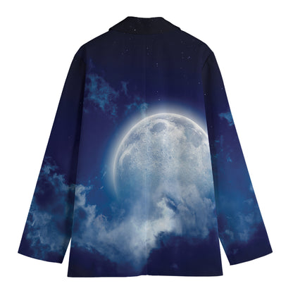 Night Sky Full Moon Print Women's Blazer