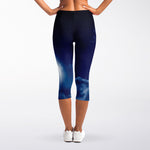 Night Sky Full Moon Print Women's Capri Leggings