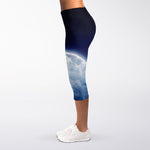 Night Sky Full Moon Print Women's Capri Leggings