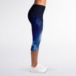 Night Sky Full Moon Print Women's Capri Leggings