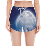 Night Sky Full Moon Print Women's Split Running Shorts