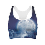 Night Sky Full Moon Print Women's Sports Bra