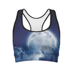 Night Sky Full Moon Print Women's Sports Bra