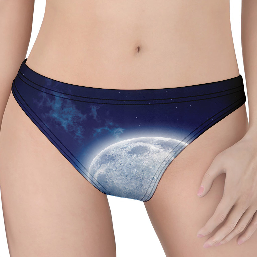 Night Sky Full Moon Print Women's Thong