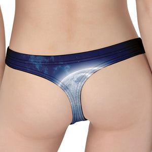 Night Sky Full Moon Print Women's Thong