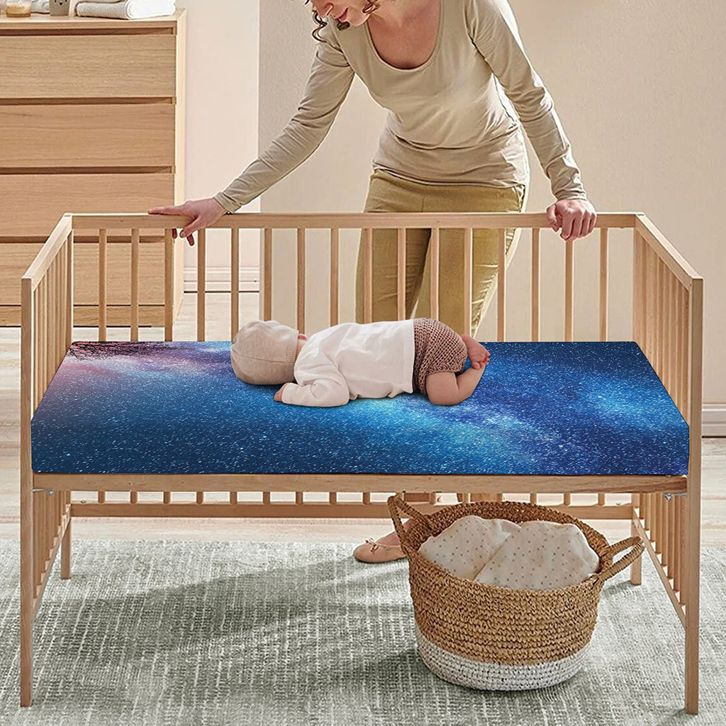 Night Sky Milky Way Print Baby Crib Sheet