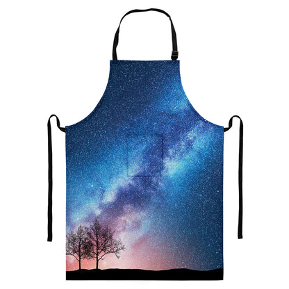 Night Sky Milky Way Print Bib Apron With Pocket