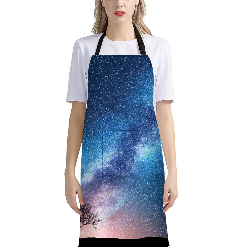 Night Sky Milky Way Print Bib Apron With Pocket