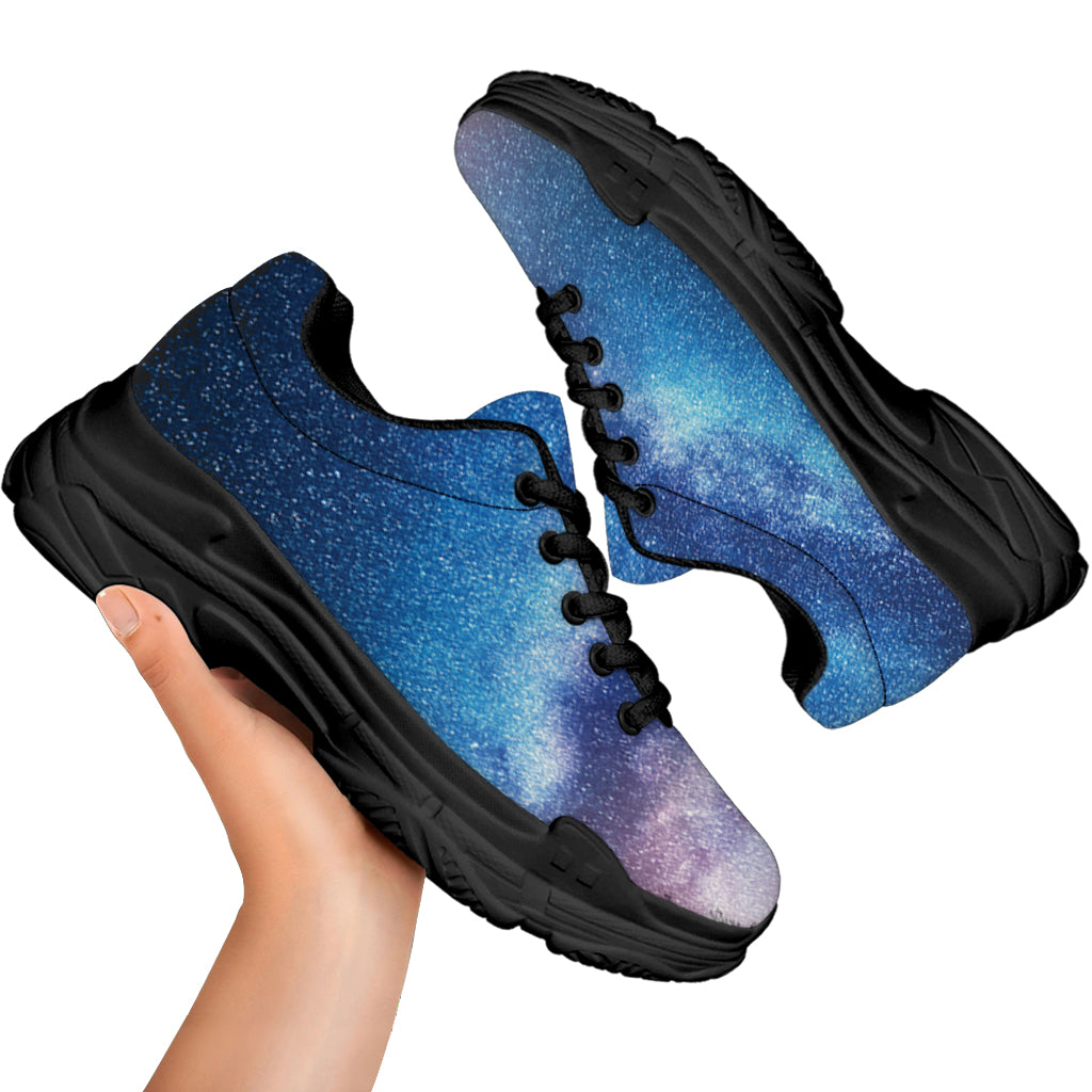 Night Sky Milky Way Print Black Chunky Shoes