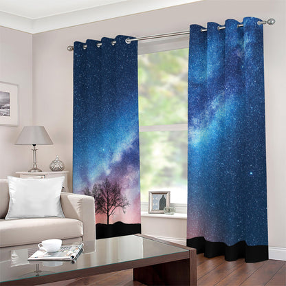 Night Sky Milky Way Print Blackout Grommet Curtains