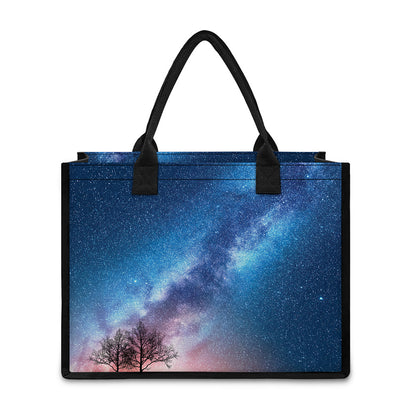Night Sky Milky Way Print Canvas Tote Bag