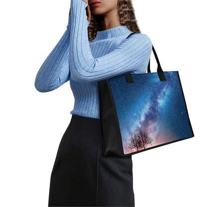 Night Sky Milky Way Print Canvas Tote Bag