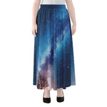 Night Sky Milky Way Print Chiffon Maxi Skirt