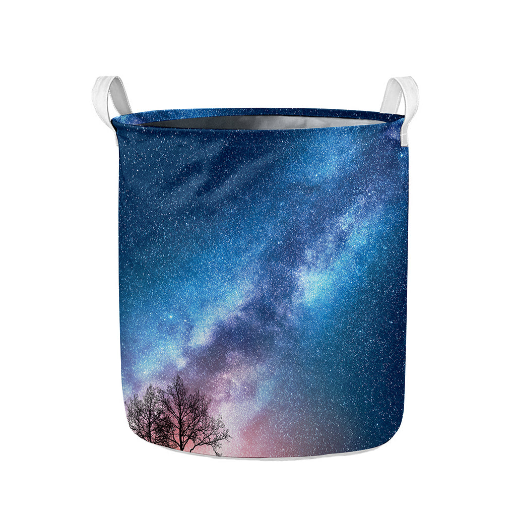 Night Sky Milky Way Print Collapsible Laundry Basket