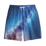 Night Sky Milky Way Print Cotton Shorts