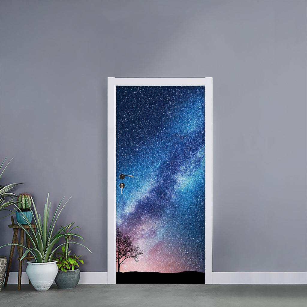 Night Sky Milky Way Print Door Sticker