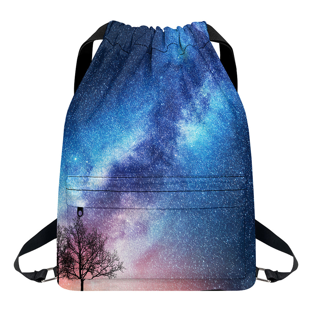 Night Sky Milky Way Print Drawstring Backpack