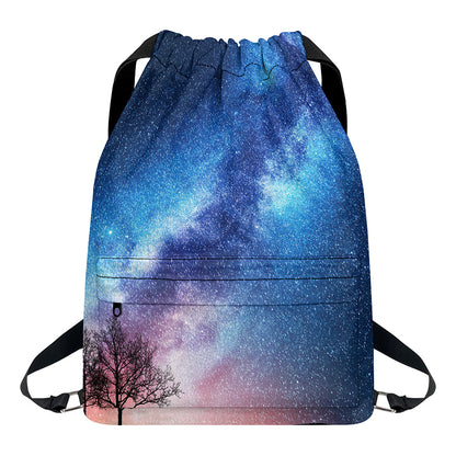 Night Sky Milky Way Print Drawstring Backpack