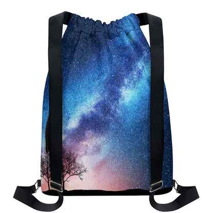 Night Sky Milky Way Print Drawstring Backpack