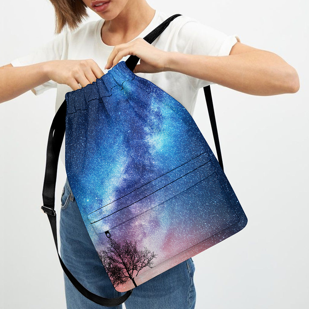 Night Sky Milky Way Print Drawstring Backpack