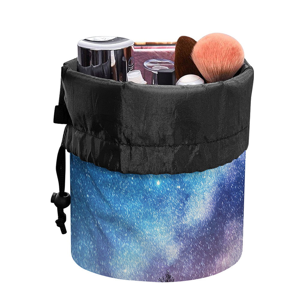 Night Sky Milky Way Print Drawstring Makeup Bag
